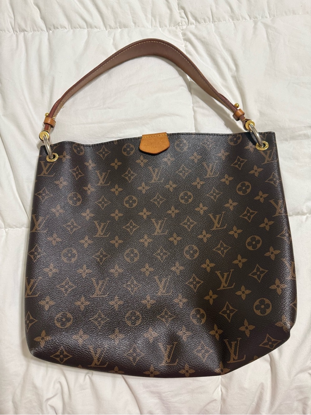 Louis Vuitton Monogram Canvas Hobo in Dark Brown with Tan Strap
